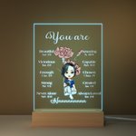 Personalised You Are Beautiful Acrylic LED Night Light with Wooden Base with Birth Flower Christian Christmas Gift for Christian Women