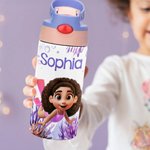 Personalized Cartoon Scuba Diver 12 oz Insulated Kid Water Bottle with Handle and Straw Back to School Birthday Gift for Boys Girls