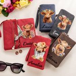 Portafoglio da polso personalizzato con nome di mucca Highland e tasche per carte Regalo di compleanno per le donne