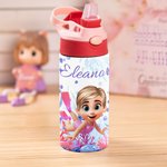 Personalized Cartoon Scuba Diver 12 oz Insulated Kid Water Bottle with Handle and Straw Back to School Birthday Gift for Boys Girls