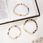 Personalizada Biblia Versículo Cruz Pulsera de cuentas con texto Joyería Religiosa Daily Wear Cumpleaños Bautizo Regalo para Mujeres Cristianas