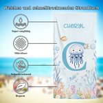 Personalisiertes Schnelltrocknendes Unterwasserwelt Strandtuch mit Tiermotiv Namen und Initiale Sommerurlaub Geburtstagsgeschenk für Kinder