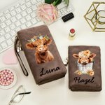 Portafoglio da polso personalizzato con nome di mucca Highland e tasche per carte Regalo di compleanno per le donne