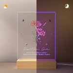 Spersonalizowana lampka nocna LED Bukiet Kwiatów Urodzinowych z Drewnianą Podstawą Motyw Ogrodu Babci Dekoracja Domu Prezent Urodzinowy dla Rodziny