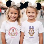 Personalized Princess Photo Frame 100% Cotton Kid Adult T-shirt with Name Holiday Travel Birthday Gift for Girls Women