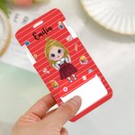 Personalisierte niedlichen Cartoon Charakter Kartenhalter mit Namen und hängende Schnalle Geburtstag zurück zu Schule Geschenk für Studenten Kinder