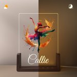 Personalized Colorful Faux Glitter Ballet Hip Hop Girl Name LED Night Light with Wooden Base Room Decor Birthday Gift for Ballerinas Dance Lovers
