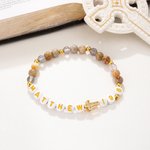 Personalizada Biblia Versículo Cruz Pulsera de cuentas con texto Joyería Religiosa Daily Wear Cumpleaños Bautizo Regalo para Mujeres Cristianas