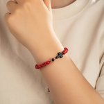 Personalizada Ojo de Tigre Negro Gallstone Ajustable Foto Proyección Cuentas Pulsera con Cruz Colgante Aniversario Cumpleaños Regalo para Cristianos Amigos