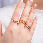 Personalised Family 1-8 Birthstones Ring Dainty Jewellery Birthday Anniversary Gift for Mother Grandma