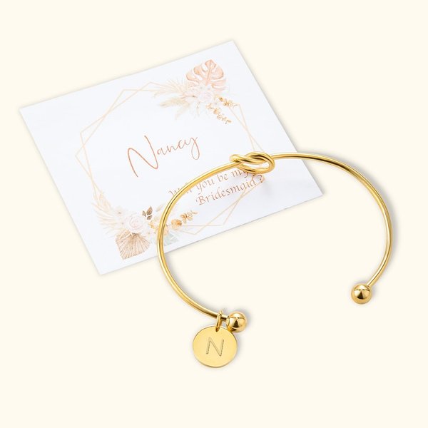 Personalizado Will You Be My Bridesmaid Bohemio Inicial Ate el Nudo Pulsera con Tarjeta para la Dama de Honor Fiesta de la Boda Ducha de Novia Favor de Regalo