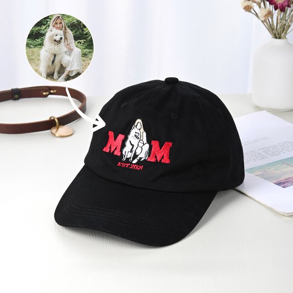 Gepersonaliseerde geborduurde hond kat moeder papa foto Baseball Cap met jaar verjaardag vakantie cadeau voor huisdiereigenaren liefhebbers