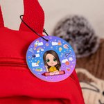 Etichetta personalizzata per borsa in acrilico con nome, personaggio carino dei cartoni animati, uso quotidiano, regalo di ritorno a scuola per ragazzi e ragazze