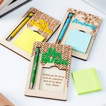 Personalized Acrylic Name Sticky Note Wooden Holder Set with Pen and Pen Slot Back to School Appreciation Gift for Students Teacher