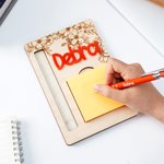 Personalized Acrylic Name Sticky Note Wooden Holder Set with Pen and Pen Slot Back to School Appreciation Gift for Students Teacher