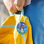Etichetta personalizzata per borsa in acrilico con nome, personaggio carino dei cartoni animati, uso quotidiano, regalo di ritorno a scuola per ragazzi e ragazze