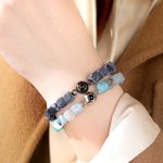 Bracelet d'Agate Matte Multicolore Ajustable Bijoux Personnalisé Anniversaire Cadeau d'Anniversaire pour Femme