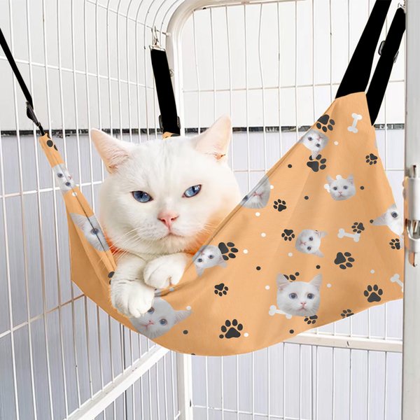 Hamac personnalisé Paws Bones Cat Face Photo Sleeping Hammock with Adjustable Strap Pet Supplies Birthday Gift for Pet Owners Pet Lovers (Cadeau d'anniversaire pour les propriétaires d'animaux)