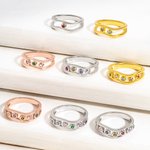 Personalised Family 1-8 Birthstones Ring Dainty Jewellery Birthday Anniversary Gift for Mother Grandma