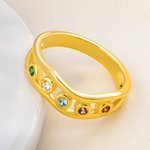 Personalised Family 1-8 Birthstones Ring Dainty Jewellery Birthday Anniversary Gift for Mother Grandma