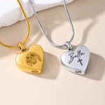 Personalizada en forma de corazón grabado cara foto nombre urna collar con símbolo cremación joyería Memorial Simpatía regalo por la pérdida de un ser querido