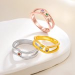 Personalised Family 1-8 Birthstones Ring Dainty Jewellery Birthday Anniversary Gift for Mother Grandma