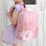 Personalized Mesh Ballet Skirt Cartoon Ballet Animals Name Backpack with Zipper and Side Pockets Birthday Back to School Gift for Boys Girls