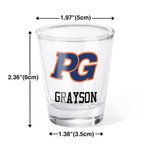 Personligt Shotglas med logo och foto 2 oz med namn Uppsättning om 2 Graduation Party Favor Barware Födelsedagspresent för Graduates Liquor Lovers
