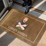 Personalizado Peluquería de dibujos animados multicolor antideslizante alfombra de la puerta con el texto Peluquería Accesorios de apertura de cumpleaños de regalo para los hombres peluquería