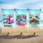 Henkilökohtainen Tytöt Matka Racerback Rantapyyhe Matkatavarat Tag Passinhaltija Makeup Bag nimi Summber Travel Essential lahja tytöille Naiset