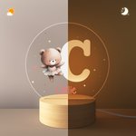 Personalisierte Cartoon Tier Ballett Name Initial LED Nachtlicht mit hölzernen Basis Kinderzimmer Dekoration Geburtstag Ostern Geschenk für Kinder