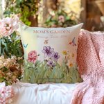 Personalised Grandma's Garden Birth Flower Throw Pillow Cover with Name and Text Holiday Appreciation Gift for Grandma Mom