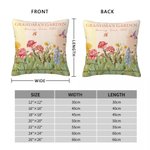 Personalised Grandma's Garden Birth Flower Throw Pillow Cover with Name and Text Holiday Appreciation Gift for Grandma Mom