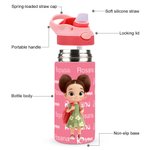 Personalized Cartoon Kid Character Word Cloud 12oz Kids Insulated Water Bottle with Handle and Silicone Straw Birthday Gift for Boys Girls
