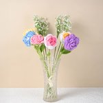 Personalized Sunflower Rose Everlasting Corchet Flowers with Text Ribbon Set of 3 Wedding Party Favor Anniversary Gift for Guest Bridemaid