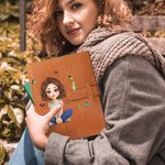 Personalised 3D Cartoon Character Birth Flower A5 PU Leather Notebook Cover with Name and Storage Pocket Birthday Travel Essentials Gift for Women