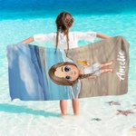 Gepersonaliseerde Zonsondergang Cartoon Sneldrogende Oversized Microvezel Strandhanddoek met Naam Zomerreis Verjaardagscadeau voor Familie Vrienden
