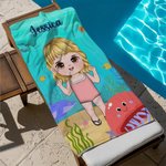 Personlig med namn strandhandduk barn marintema snabbtorkande stor present sommar födelsedag pojke flicka