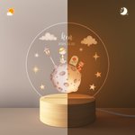 Spersonalizowana akrylowa lampka nocna LED Prince Fox Rose z drewnianą podstawą Dekoracja pokoju dziecięcego Prezent urodzinowy dla chłopców i dziewczynek
