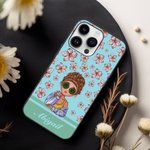 Personifierad tecknad flicka flygande födelseblomma flerfärgad TPU-telefonskal för iPhone med namn modetillbehör semester födelsedagspresent för kvinnor