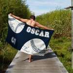 Personlig basket och fotbollsinspirerad extra stor snabbtorkande strandhandduk med nummer och namn reseaccessoar födelsedagspresent för bollälskare
