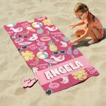 Personalized Summer Theme Oversized Quick Dry Beach Towel with Name Travel Accessories Holiday Gift for Kids