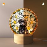 Luz nocturna LED con efecto de vidriera y base de madera Regalo de cumpleaños único Dueño de mascota