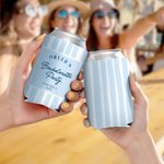 Gepersonaliseerde Bachelorette Party Stripes Geïsoleerde Bierblikjes Koeler Hoes met Naam Datum en Plaats Strandfeest Huwelijkscadeau voor Bruidsmeisjes
