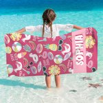 Personalized Summer Theme Oversized Quick Dry Beach Towel with Name Travel Accessories Holiday Gift for Kids