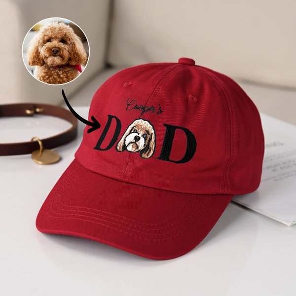 Personalised Embroidered Dog Cat Pet Dad Mom Photo Baseball Cap with Name Birthday Holiday Gift for Pet Owners Lovers