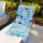 Personalized Summer Theme Oversized Quick Dry Beach Towel with Name Travel Accessories Holiday Gift for Kids