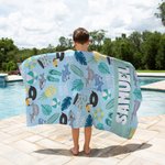 Personalized Summer Theme Oversized Quick Dry Beach Towel with Name Travel Accessories Holiday Gift for Kids