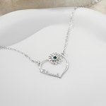 Personlig hjerte fødselsstein fødselsblomst halskjede med navn Dainty smykker bursdag jubileum Valentinsdag gave til kvinner