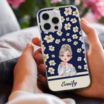 Personifierad tecknad flicka flygande födelseblomma flerfärgad TPU-telefonskal för iPhone med namn modetillbehör semester födelsedagspresent för kvinnor